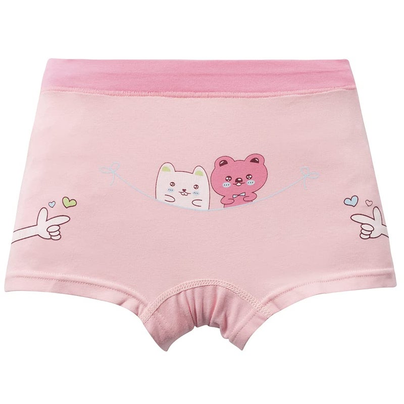Core Pretty Cotton Girls Underwear - Soft Breathable Boy Shorts for Toddler Kids 6-8 Years, Cute Bear Print Undies & Underpants, Pack of 5 (6Y-8Y) - Image 3